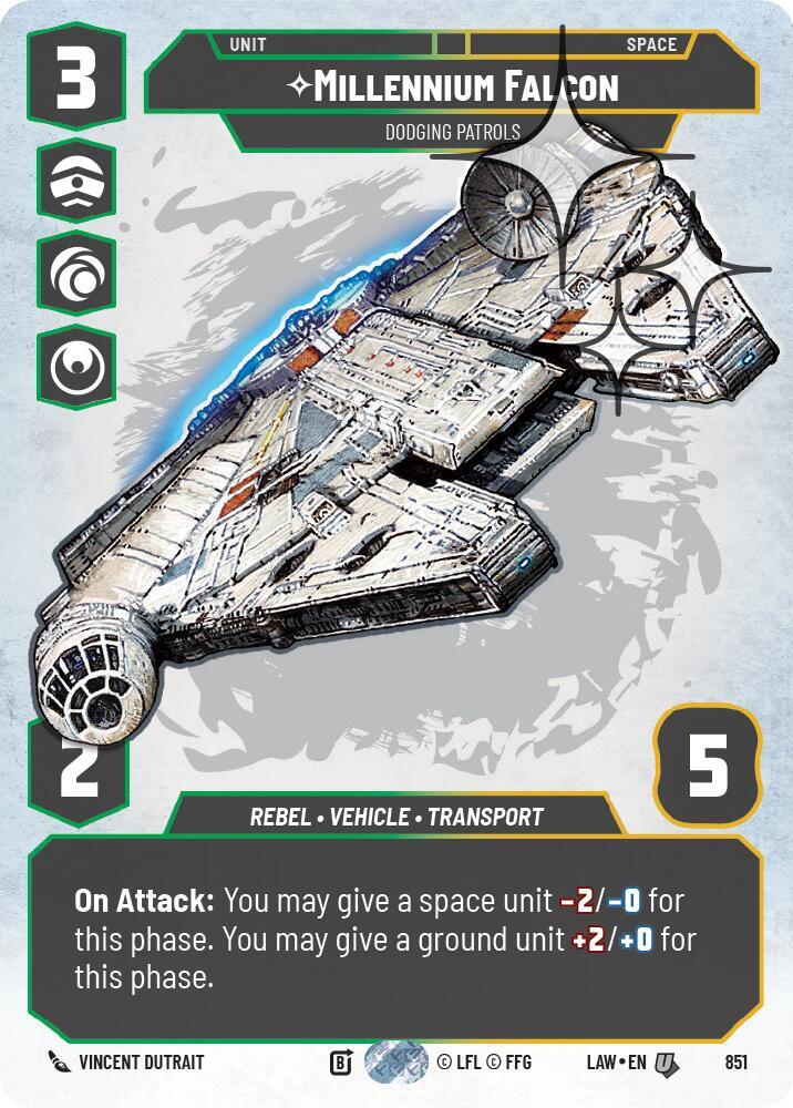 Star Wars: Unlimited A Lawless Time Millennium Falcon - Dodging Patrols (Prestige Foil) 851 Uncommon Near Mint Foil