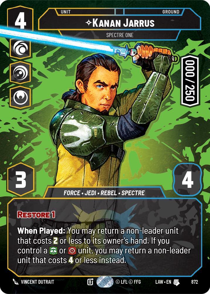 Star Wars: Unlimited A Lawless Time Kanan Jarrus - Spectre One (Serialized) 872 Uncommon Near Mint Foil