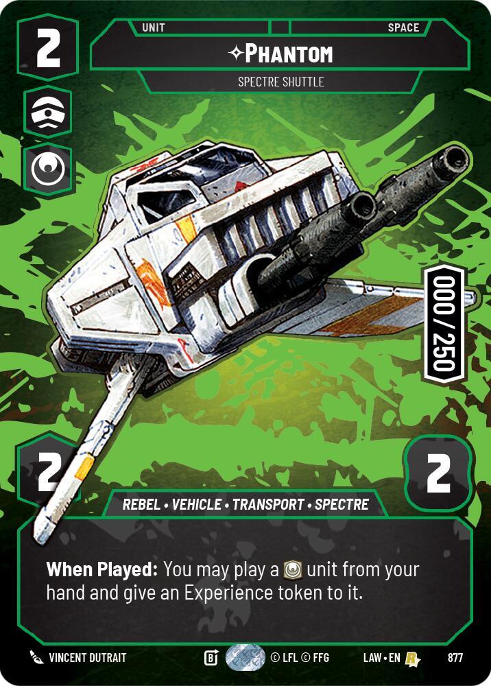 Star Wars: Unlimited A Lawless Time Phantom - Spectre Shuttle (Serialized) 877 Rare Near Mint Foil