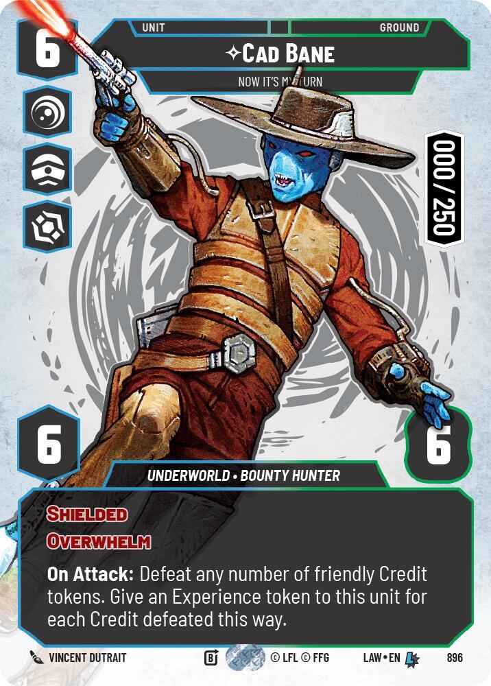 Star Wars: Unlimited A Lawless Time Cade Bane - Now It's My Turn (Serialized) 896 Legendary Near Mint Foil