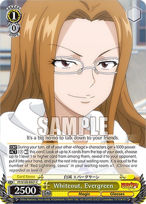 Weiss Schwarz FAIRY TAIL 100 YEARS QUEST Whiteout, Evergreen FT/S120-E021 C Common Near Mint