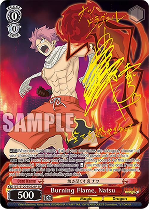 Weiss Schwarz FAIRY TAIL 100 YEARS QUEST Burning Flame, Natsu (SP) FT/S120-E052SP SP Special Rare Near Mint