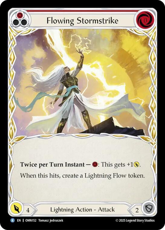 Flesh and Blood TCG Omens of the Third Age Flowing Stormstrike #OMN152 Rare Near Mint