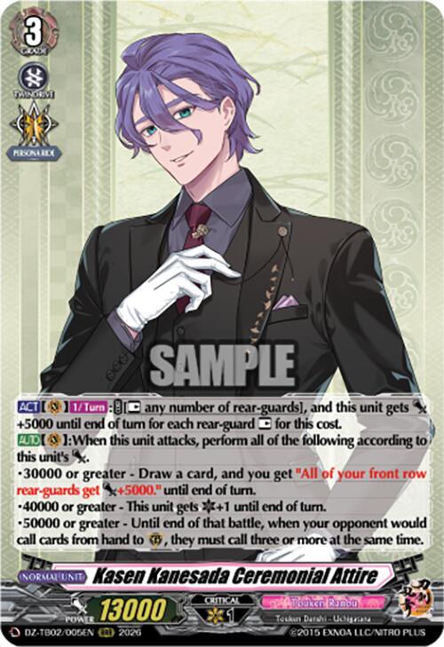 Cardfight Vanguard DZ-TB02: Touken Ranbu Online Kasen Kanesada Ceremonial Attire DZ-TB02/005EN RRR Near Mint