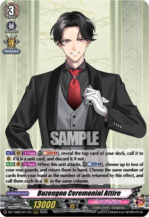 Cardfight Vanguard DZ-TB02: Touken Ranbu Online Buzengou Ceremonial Attire DZ-TB02/011EN RRR Near Mint