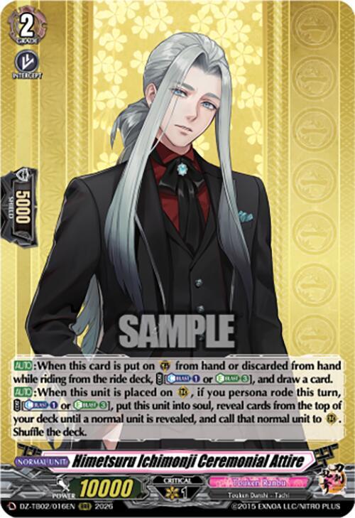 Cardfight Vanguard DZ-TB02: Touken Ranbu Online Himetsuru Ichimonji Ceremonial Attire DZ-TB02/016EN RRR Near Mint