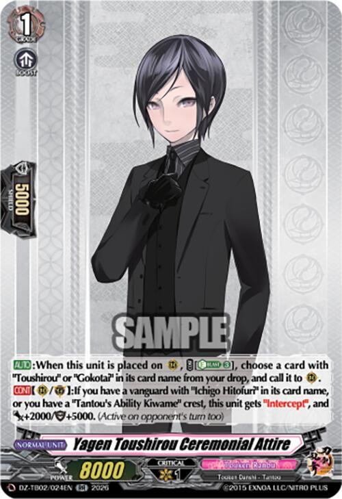 Cardfight Vanguard DZ-TB02: Touken Ranbu Online Yagen Toushirou Ceremonial Attire DZ-TB02/024EN RR Near Mint