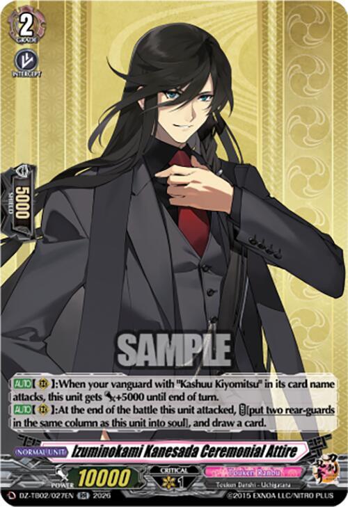 Cardfight Vanguard DZ-TB02: Touken Ranbu Online Izuminokami Kanesada Ceremonial Attire DZ-TB02/027EN RR Near Mint