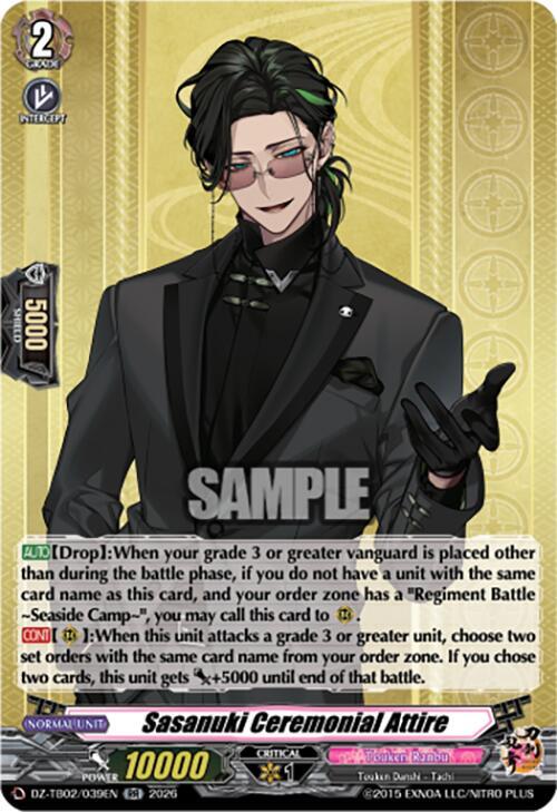 Cardfight Vanguard DZ-TB02: Touken Ranbu Online Sasanuki Ceremonial Attire DZ-TB02/039EN RR Near Mint