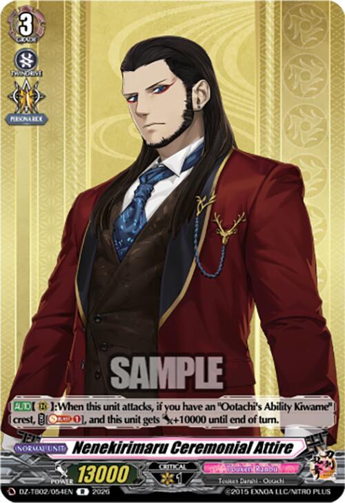 Cardfight Vanguard DZ-TB02: Touken Ranbu Online Nenekirimaru Ceremonial Attire DZ-TB02/054EN R Near Mint