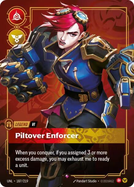 Riftbound: League of Legends Trading Card Game Unleashed Vi - Piltover Enforcer 187/219 Rare Near Mint Foil