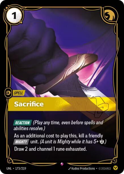 Riftbound: League of Legends Trading Card Game Unleashed Sacrifice 173/219 Rare Near Mint Foil