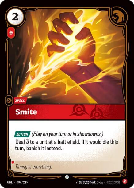 Riftbound: League of Legends Trading Card Game Unleashed Smite 007/219 Common Near Mint Foil