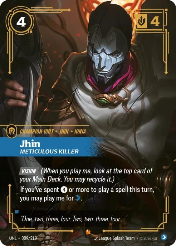 Riftbound: League of Legends Trading Card Game Unleashed Jhin - Meticulous Killer 089/219 Epic Near Mint Foil