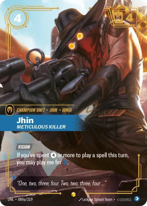 Riftbound: League of Legends Trading Card Game Unleashed Jhin - Meticulous Killer (Alternate Art) 089a/219 Showcase Near Mint Foil