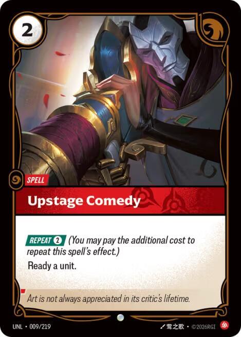 Riftbound: League of Legends Trading Card Game Unleashed Upstage Comedy 009/219 Common Near Mint