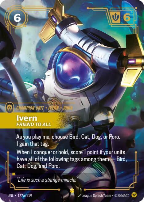 Riftbound: League of Legends Trading Card Game Unleashed Ivern - Friend to All (Alternate Art) 177a/219 Showcase Near Mint Foil