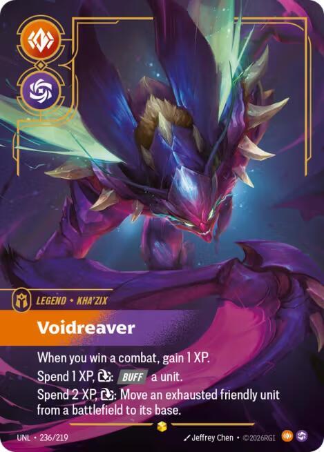 Riftbound: League of Legends Trading Card Game Unleashed Kha'Zix - Voidreaver (Overnumbered) 236/219 Showcase Near Mint Foil