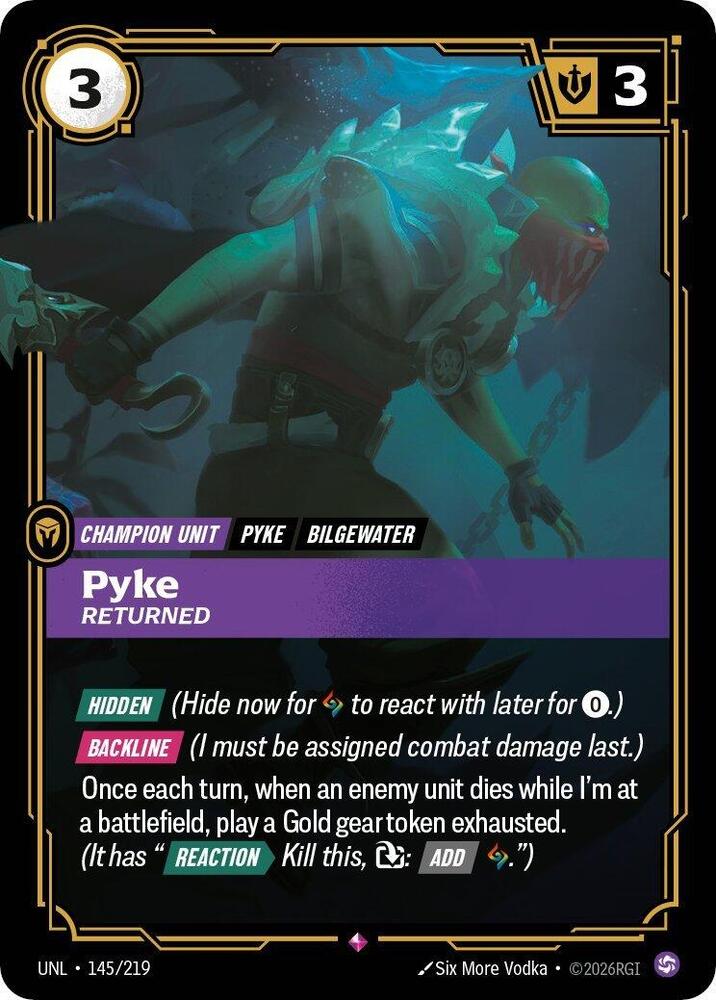 Riftbound: League of Legends Trading Card Game Unleashed Pyke - Returned 145/219 Rare Near Mint Foil