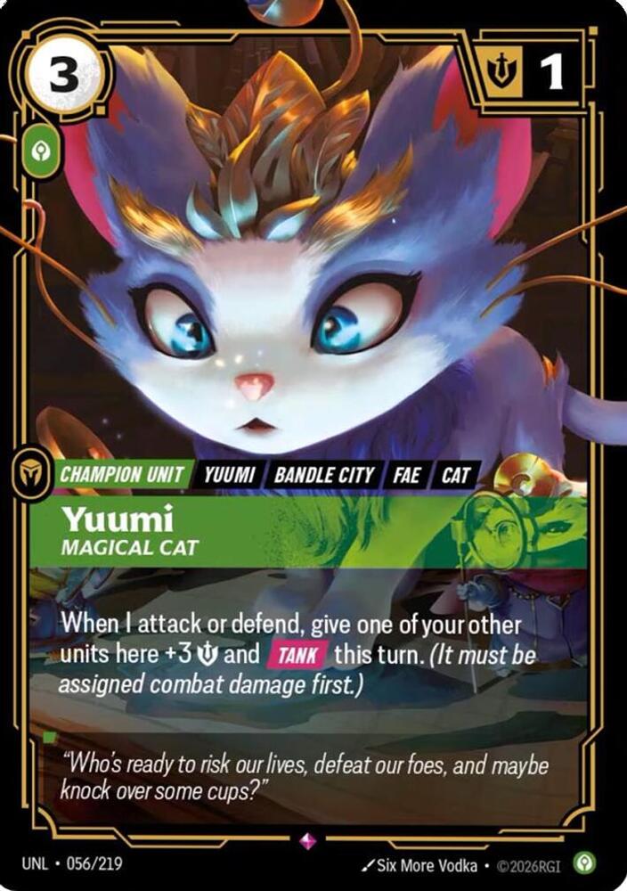 Riftbound: League of Legends Trading Card Game Unleashed Yuumi - Magical Cat 056/219 Rare Near Mint Foil