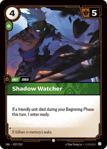 Riftbound: League of Legends Trading Card Game Unleashed Shadow Watcher 037/219 Common Near Mint