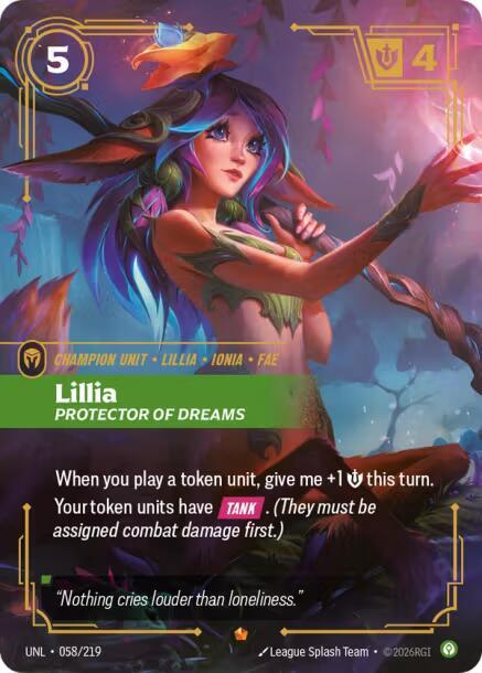Riftbound: League of Legends Trading Card Game Unleashed Lillia - Protector of Dreams 058/219 Epic Near Mint Foil