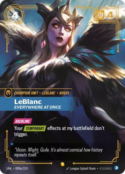 Riftbound: League of Legends Trading Card Game Unleashed LeBlanc - Everywhere At Once (Alternate Art) 090a/219 Showcase Near Mint Foil