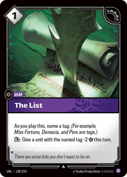 Riftbound: League of Legends Trading Card Game Unleashed The List 138/219 Uncommon Near Mint