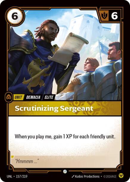 Riftbound: League of Legends Trading Card Game Unleashed Scrutinizing Sergeant 157/219 Common Near Mint Foil