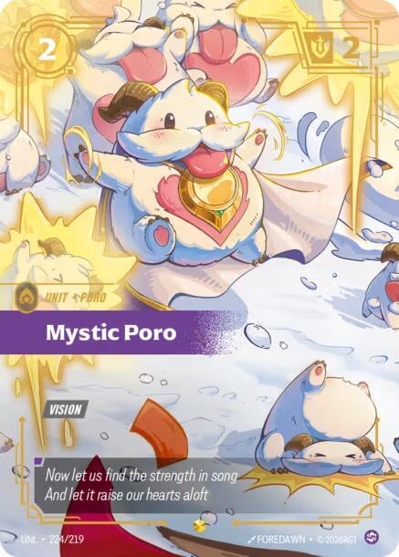 Riftbound: League of Legends Trading Card Game Unleashed Mystic Poro (Overnumbered) 224/219 Showcase Near Mint Foil