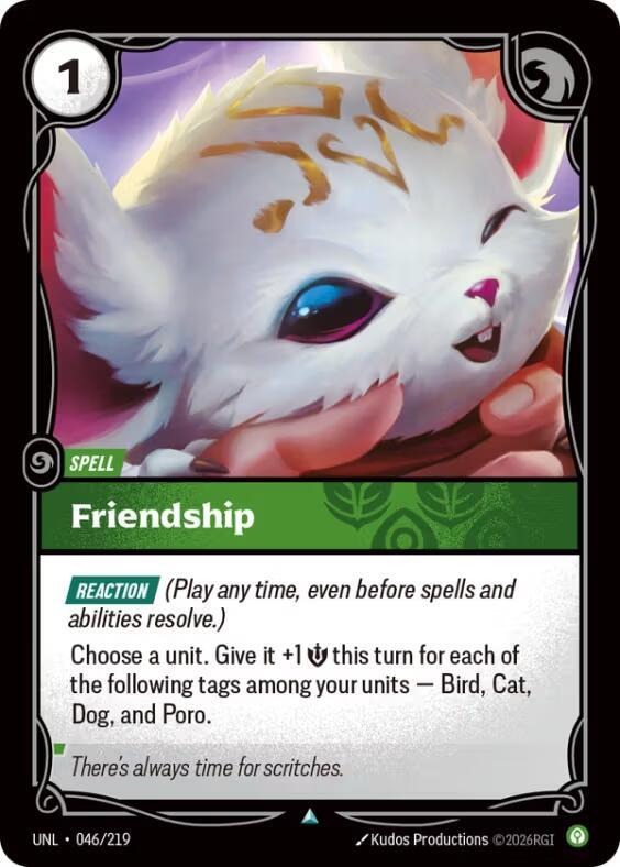 Riftbound: League of Legends Trading Card Game Unleashed Friendship 046/219 Uncommon Near Mint