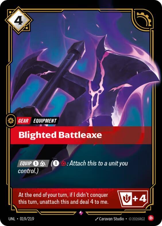 Riftbound: League of Legends Trading Card Game Unleashed Blighted Battleaxe 019/219 Rare Near Mint Foil