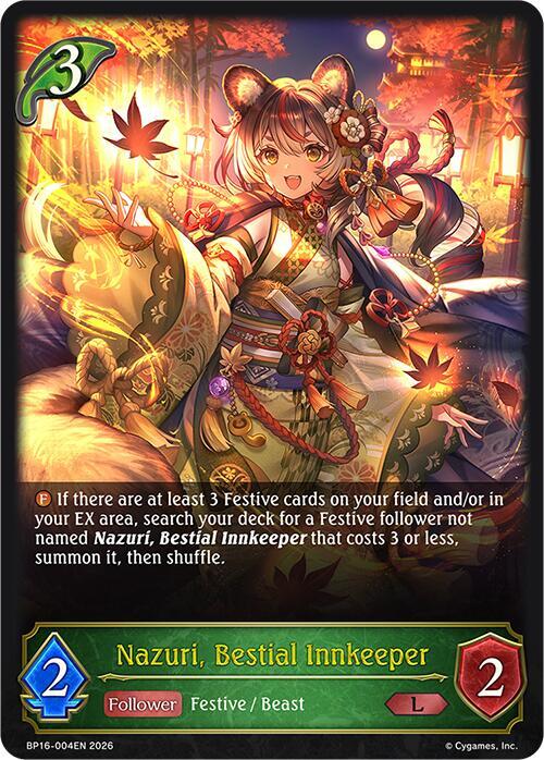 Shadowverse: Evolve BP16: New World Genesis Nazuri, Bestial Innkeeper BP16-004EN Legendary Near Mint