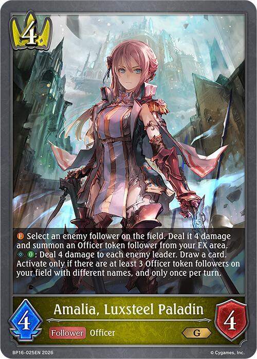 Shadowverse: Evolve BP16: New World Genesis Amalia, Luxsteel Paladin BP16-025EN Gold Near Mint