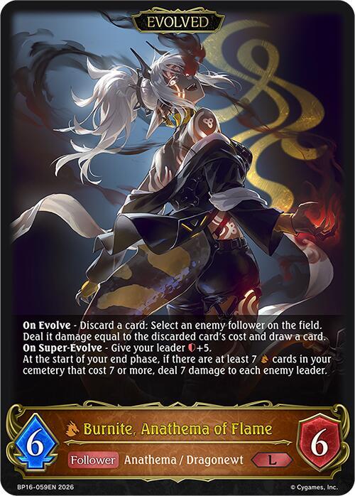 Shadowverse: Evolve BP16: New World Genesis Burnite, Anathema of Flame (Evolved) BP16-059EN Legendary Near Mint