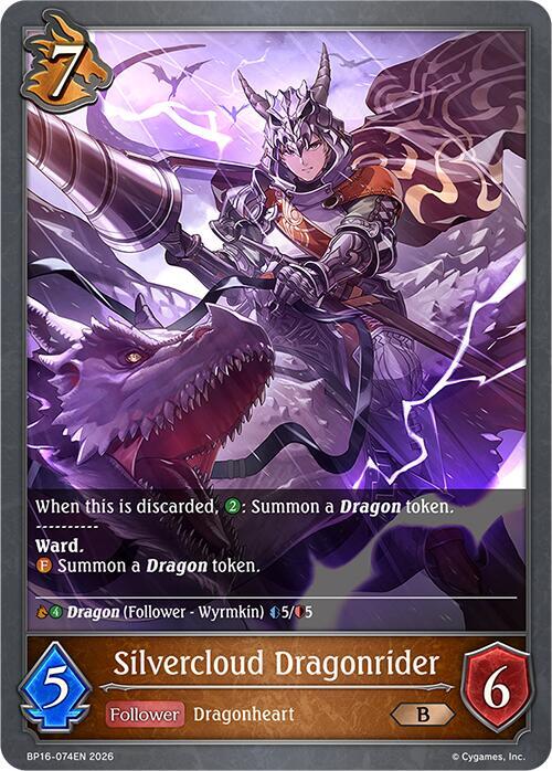 Shadowverse: Evolve BP16: New World Genesis Silvercloud Dragonrider BP16-074EN Bronze Near Mint