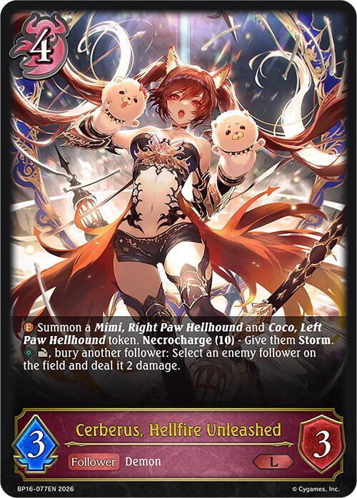 Shadowverse: Evolve BP16: New World Genesis Cerberus, Hellfire Unleashed BP16-077EN Legendary Near Mint
