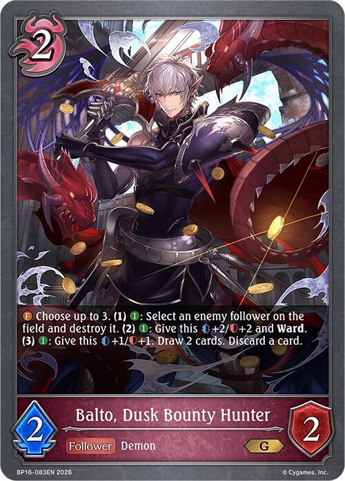 Shadowverse: Evolve BP16: New World Genesis Balto, Dusk Bounty Hunter BP16-083EN Gold Near Mint