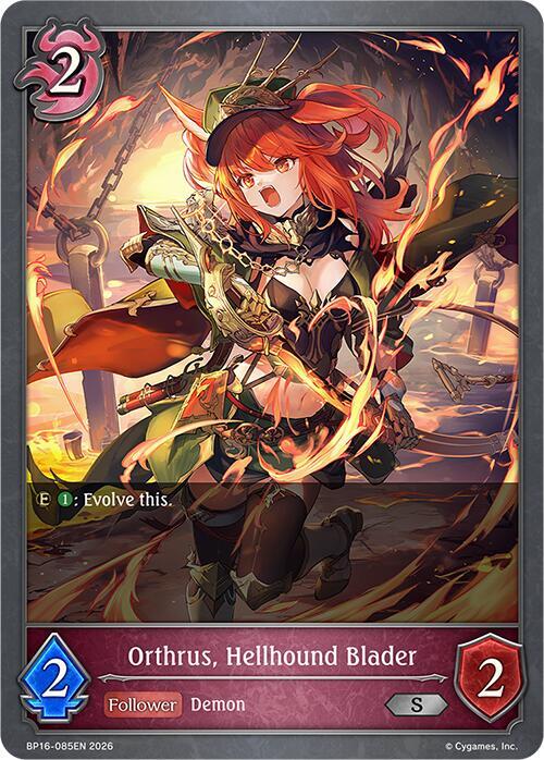 Shadowverse: Evolve BP16: New World Genesis Orthrus, Hellhound Blader BP16-085EN Silver Near Mint
