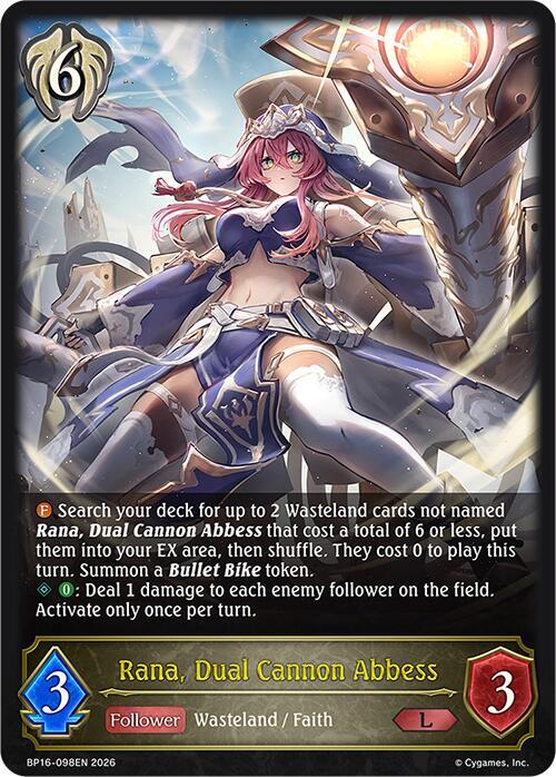 Shadowverse: Evolve BP16: New World Genesis Rana, Dual Cannon Abbess BP16-098EN Legendary Near Mint