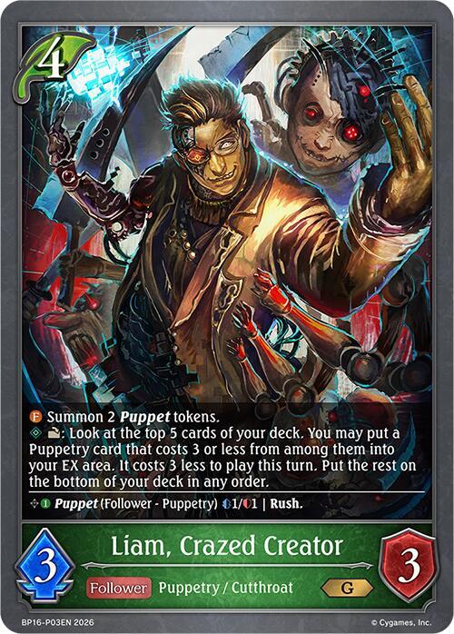Shadowverse: Evolve BP16: New World Genesis Liam, Crazed Creator - P03 (Foil) BP16-P03EN Premium Near Mint