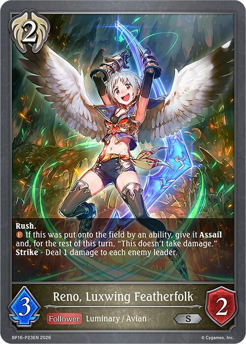 Shadowverse: Evolve BP16: New World Genesis Reno, Luxwing Featherfolk - P23 (Foil) BP16-P23EN Premium Near Mint