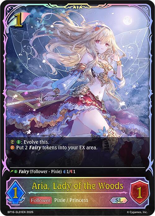 Shadowverse: Evolve BP16: New World Genesis Aria, Lady of the Woods (SL) BP16-SL01EN Super Legendary Near Mint
