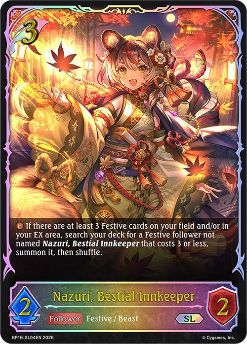 Shadowverse: Evolve BP16: New World Genesis Nazuri, Bestial Innkeeper (SL) BP16-SL04EN Super Legendary Near Mint
