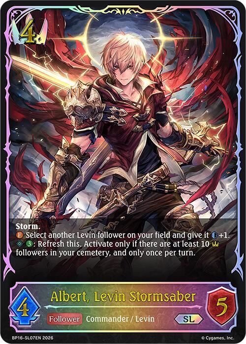 Shadowverse: Evolve BP16: New World Genesis Albert, Levin Stormsaber (SL) BP16-SL07EN Super Legendary Near Mint