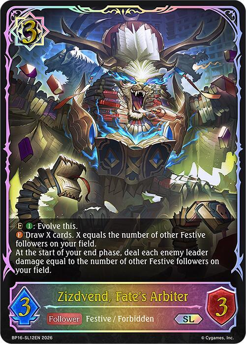Shadowverse: Evolve BP16: New World Genesis Zizdvend, Fate's Arbiter (SL) BP16-SL12EN Super Legendary Near Mint
