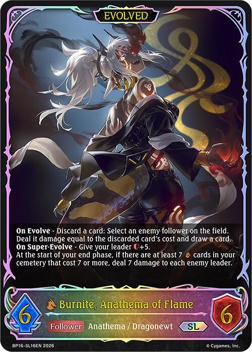 Shadowverse: Evolve BP16: New World Genesis Burnite, Anathema of Flame (Evolved) (SL) BP16-SL16EN Super Legendary Near Mint