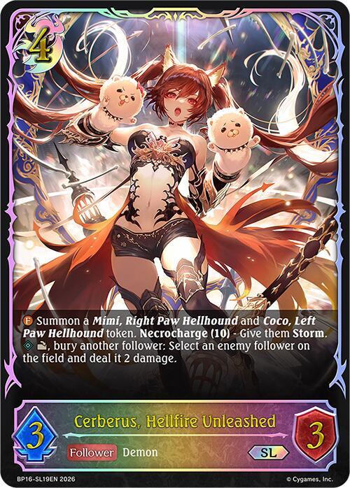 Shadowverse: Evolve BP16: New World Genesis Cerberus, Hellfire Unleashed (SL) BP16-SL19EN Super Legendary Near Mint