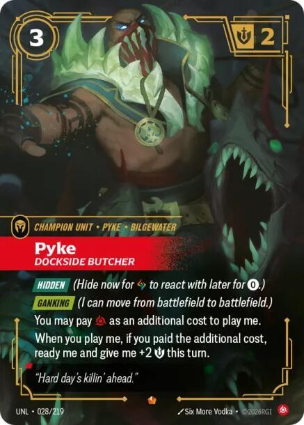 Riftbound: League of Legends Trading Card Game Unleashed Pyke - Dockside Butcher 028/219 Epic Near Mint Foil