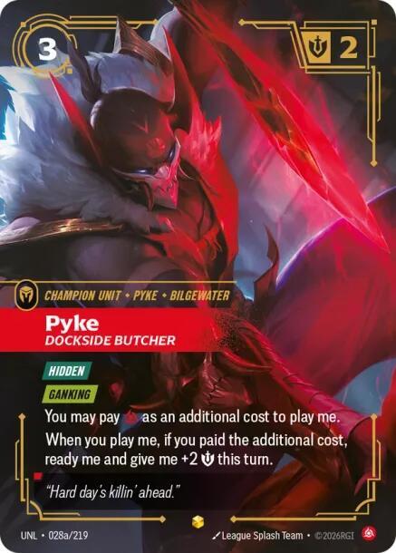 Riftbound: League of Legends Trading Card Game Unleashed Pyke - Dockside Butcher (Alternate Art) 028a/219 Showcase Near Mint Foil